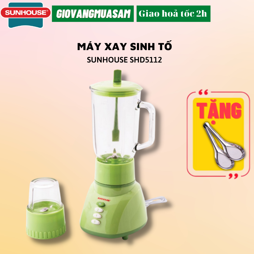 FREE SHIP Máy xay sinh tố Sunhouse SHD5112 TẶNG sét 2 thìa inox cán ngắn
