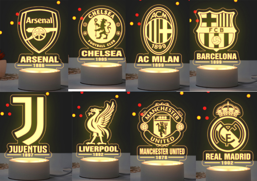 Đèn ngủ CLB bóng đá Juve MU Arsenal chelsea Real Arsenal liverpool