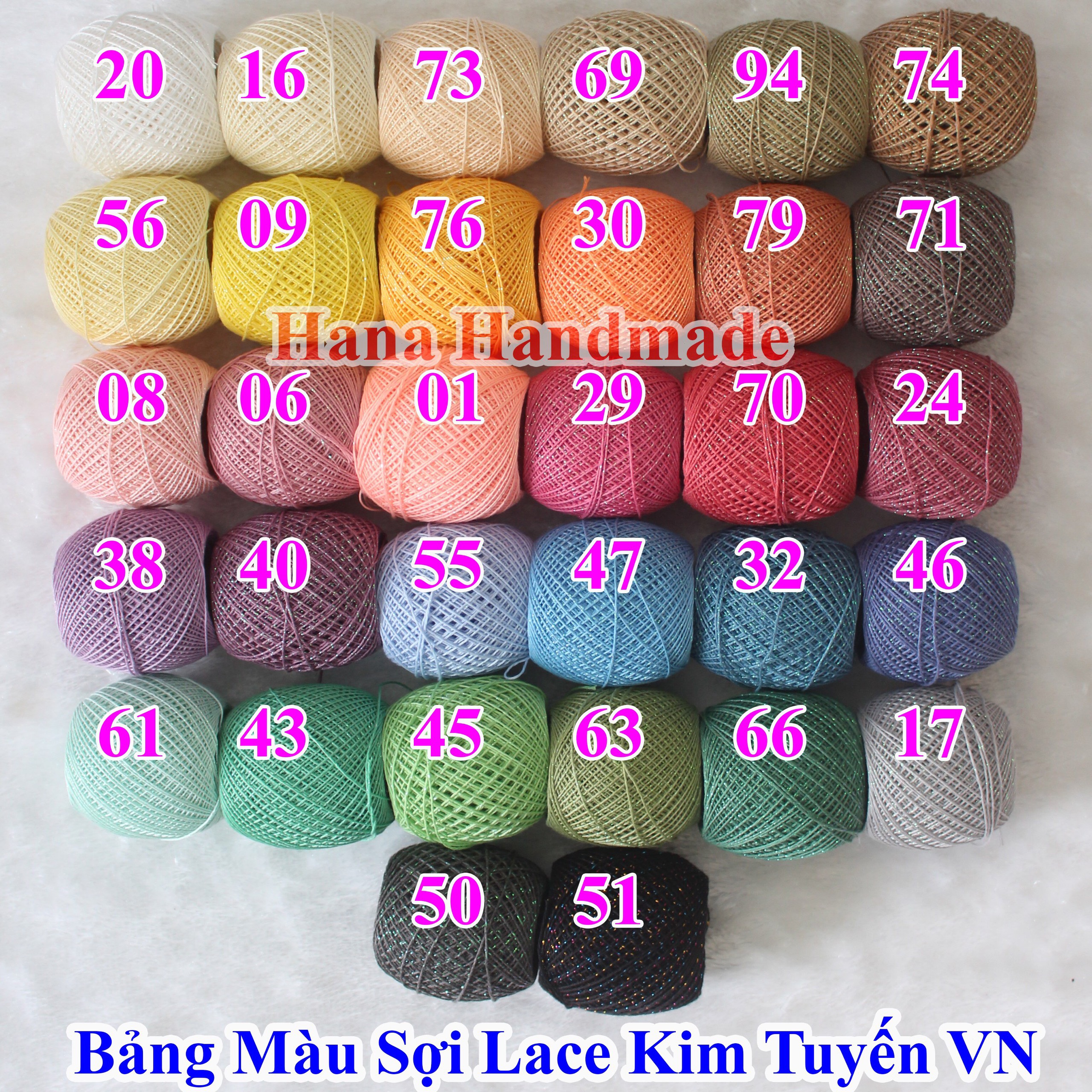 Sợi lace cotton nhũ Craft Yarn 50g/ cuộn đan móc váy áo hè