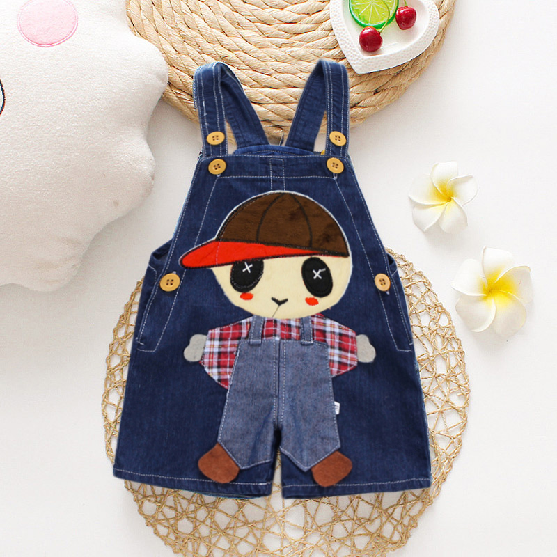 DIIMUU New Fashion Baby Boys Girls Cartoons Overalls Toddler Kids Clothing Casual Cute Shorts Pants Denim Pants For 1-3 Years