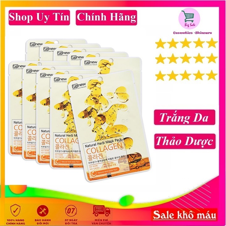 Bộ 10 miếng đắp mặt nạ benew natural herb mask pack - collagen chính hãng hàn quốc