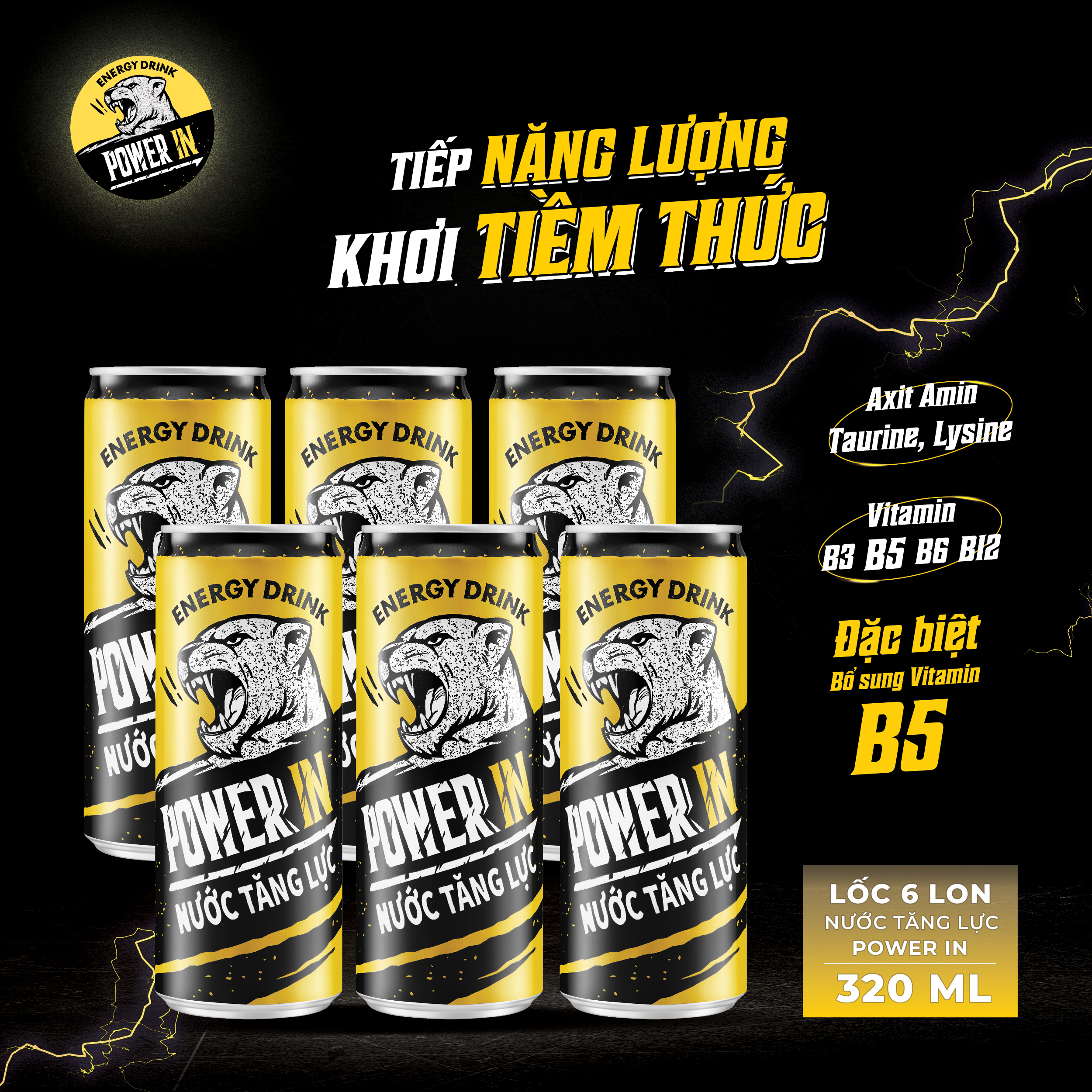 Lốc 6 lon nước tăng lực – power in