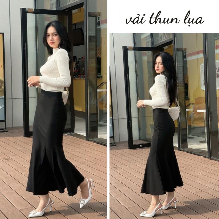 CHÂN VÁY ĐUÔI CÁ DÁNG DÀI VẢI THUN LỤA ÔM BODY CÓ KÈM ẢNH VIDEO TU