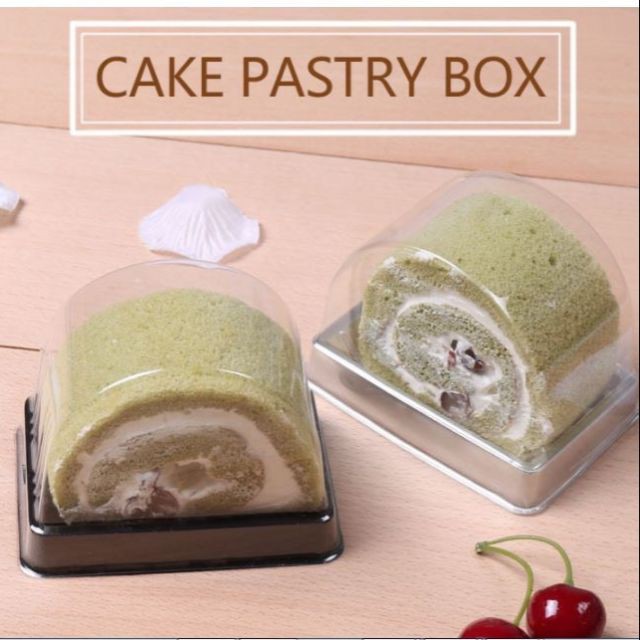 Set 100 hộp nhựa đựng bánh bông lan cắt