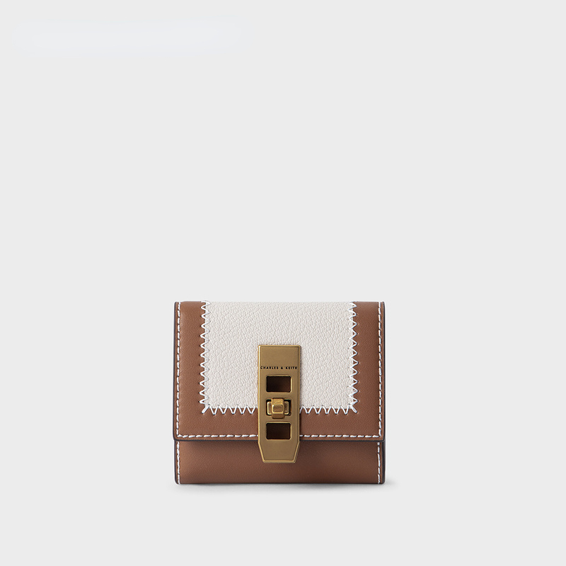Charles and keith ck6-10770489 ladies quilted thread patchwork design ví ngắn túi nhỏ