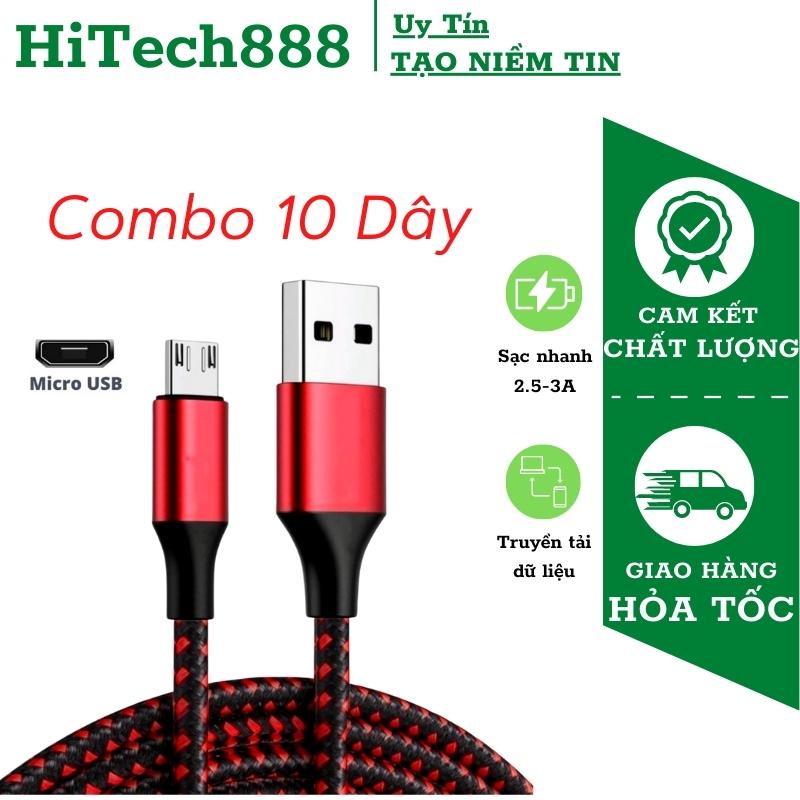 [ComBo 10 Dây] Dây Sạc Samsung, Dây Sạc Oppo, Cáp Sạc Bọc Dù Siêu Bền Đẹp Chống Đứt Dài 1m chân Micro USB dành cho các dòng androi Phiên Bản 2023