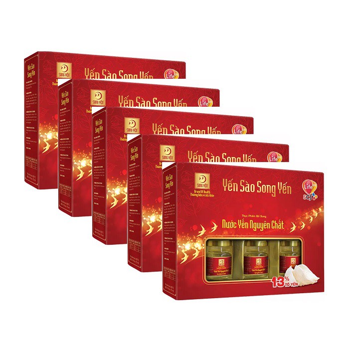 Combo 5 hộp yến sào song yến 13% yến tổ nguyên chất
