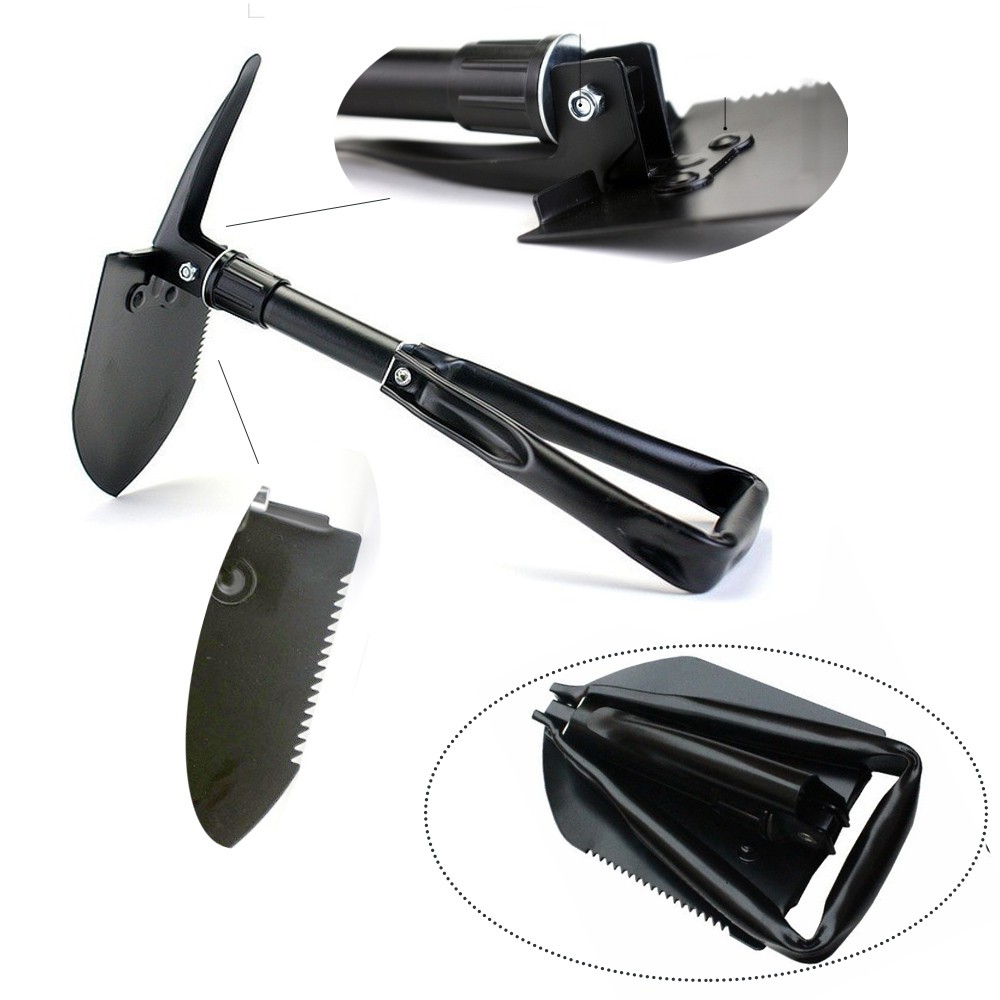 BỘ CUỐC XẺNG ĐA NĂNG GẤP GỌN TIỆN DỤNG 3 TRONG 1 CÓ TÚI ĐỰNG TIỆN LỢI (Xanh/Đen) - [Bộ cuốc xẻng đa năng làm phụ kiện đi phượt Dụng cụ làm vườn xẻng gấp đa năng cuốc đa năng]