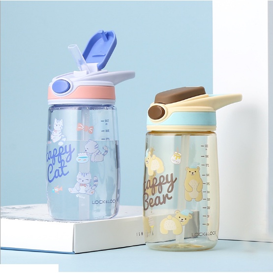 Bình nước trẻ em có ống hút lock&lock staw kids bottle 400ml abf655