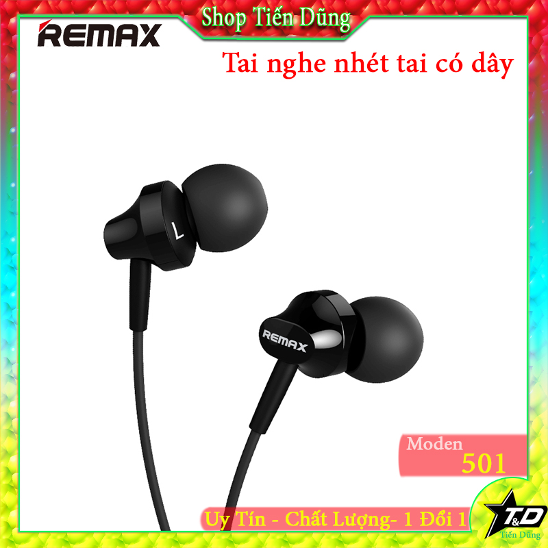 Tai nghe nhét tai Remax RM 501 có micro tích hợp nghe nhạc đàm thoại chân cắm 3.5mm