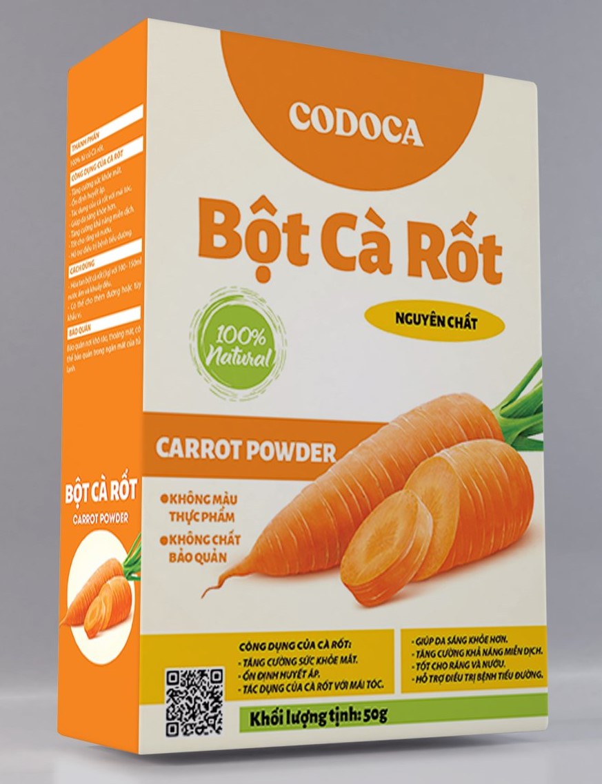Bột cà rốt nguyên chất codoca hộp 20 túi x 2.5g - carrot powder