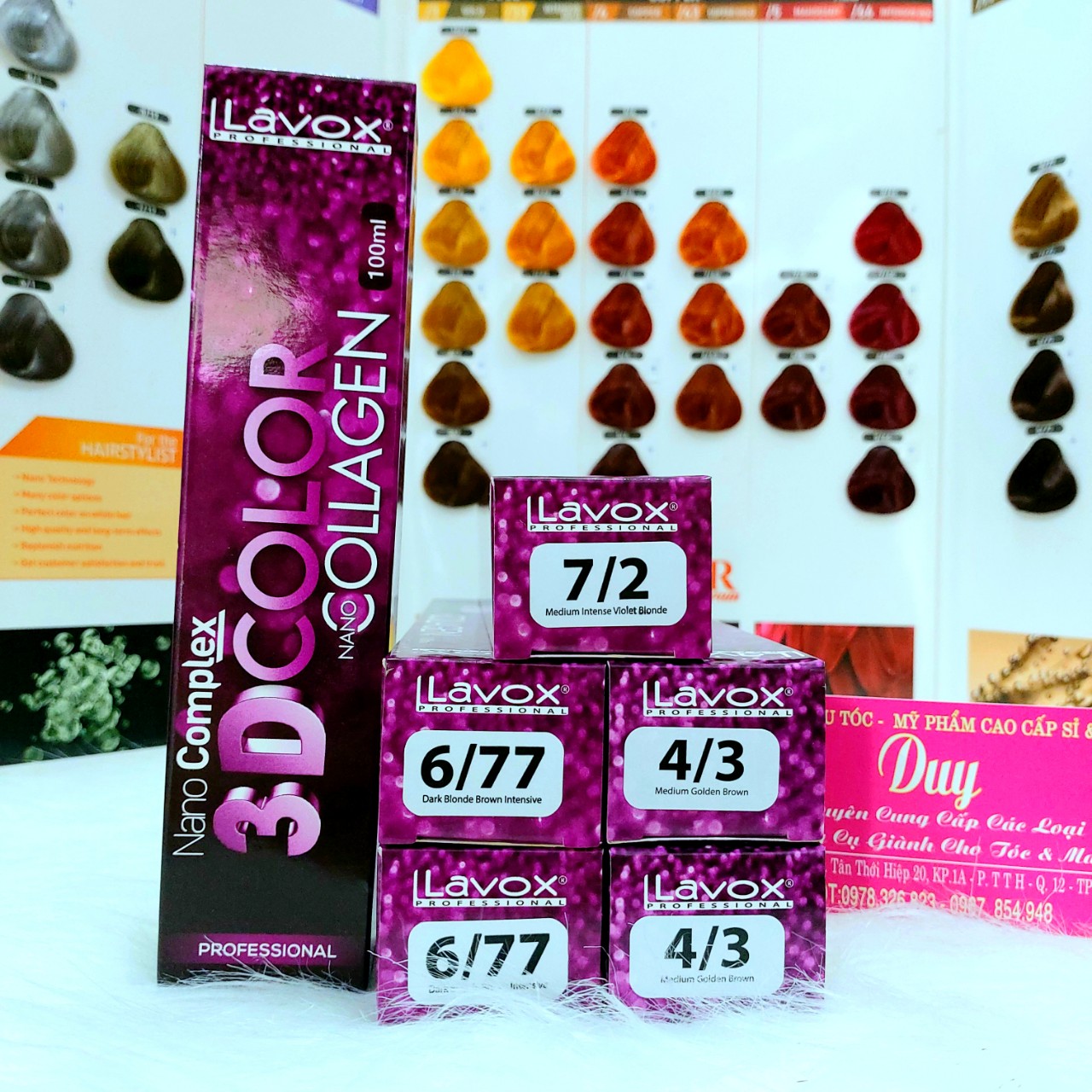 Thuốc Nhuộm Tóc Lavox Tím 3D Collagen 100ml - Đủ Tất Cả Các Loại Màu Mới Hot Trend - Không Kèm Oxy Trợ Nhuộm