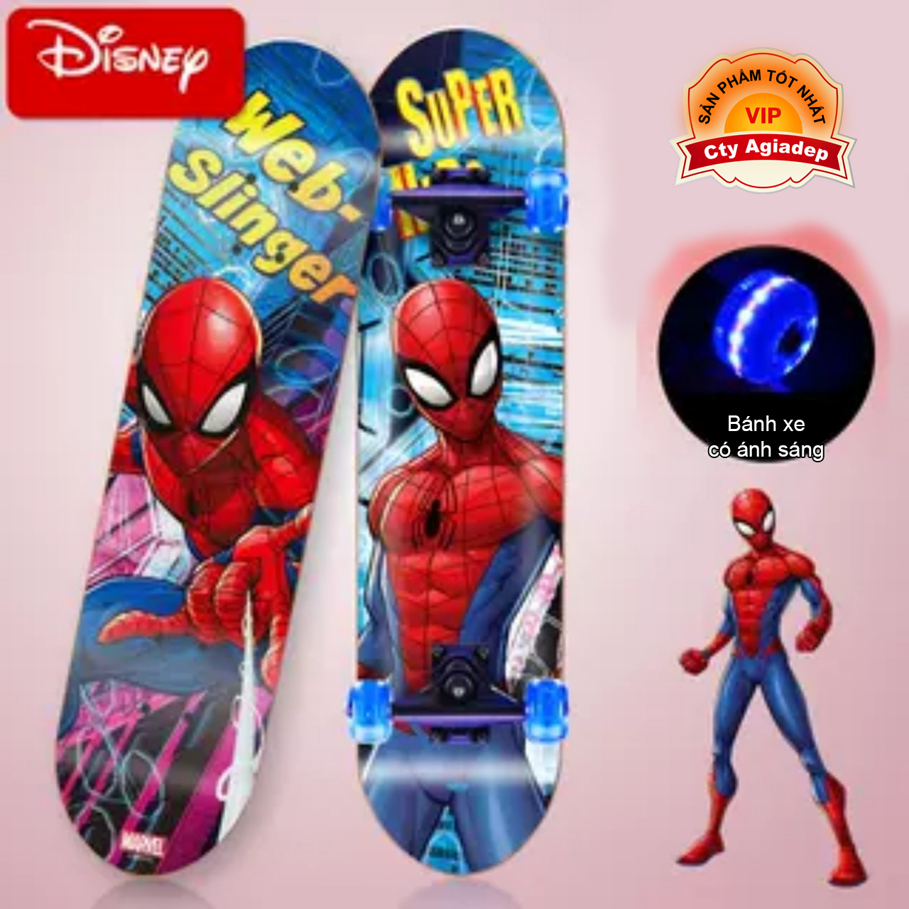 Siêu ván trượt trẻ em cao cấp USA bánh xe ánh sáng Dispney American Captain - Đội trưởng Mỹ