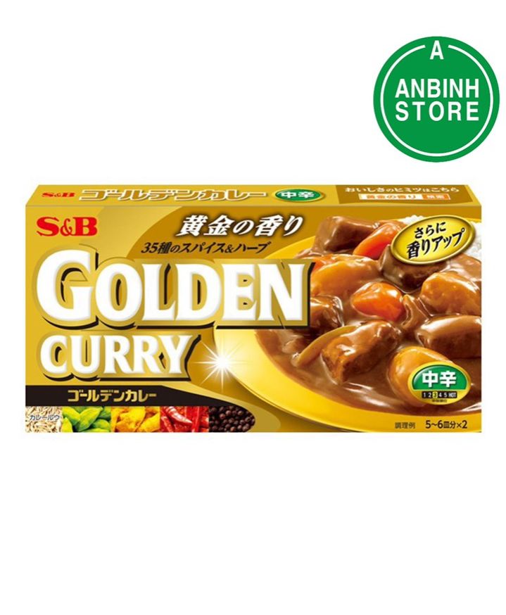 Date 12/2025  Viên nấu cà ri Golden Curry Vị cay vừa S&B foods Số 3 198g (8 viên)