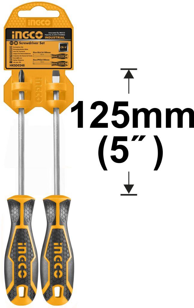 Bộ tuốc nơ vít dẹp và bake 2 chi tiết ingco hksd0248