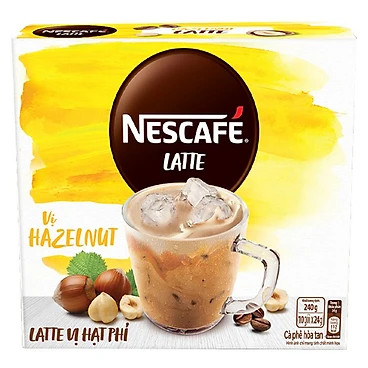 Hộp 10 gói NesCafe Latte hạt phỉ 240g 10 gói x 24gr Date 27 12 2023