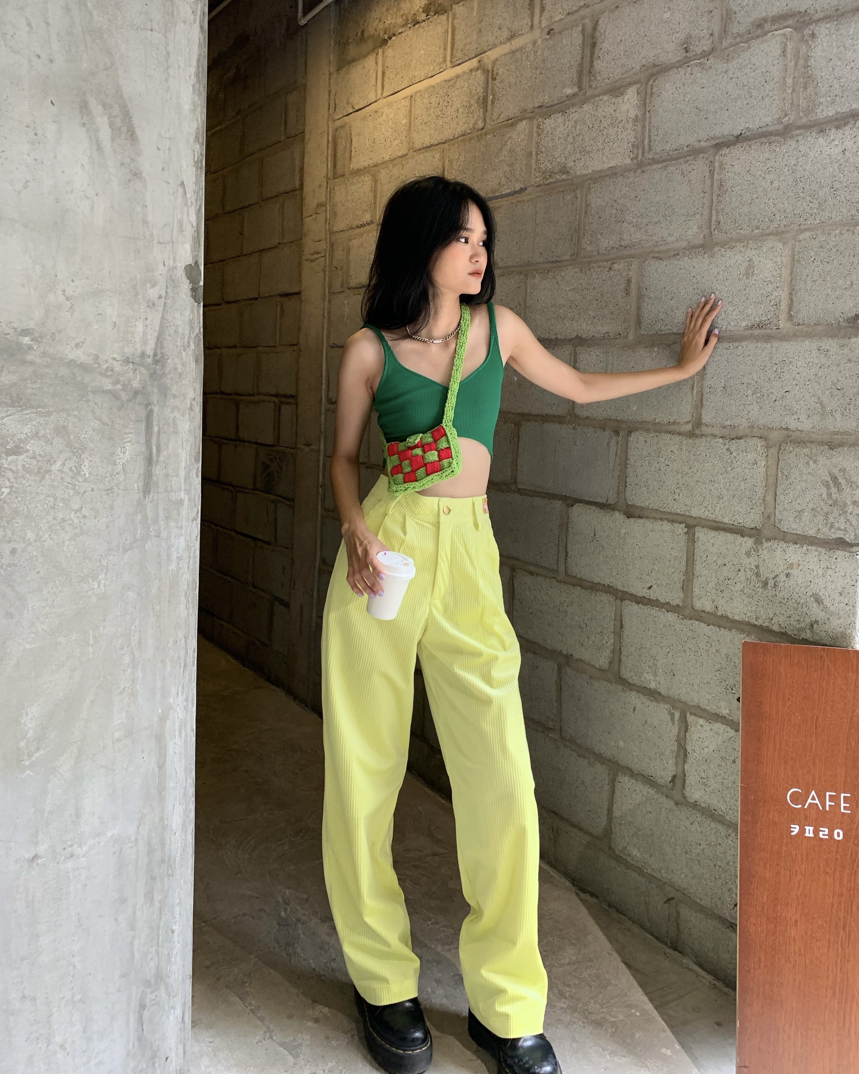 Quần Dài Nhung Vàng Tartan - Velvet Pant / Yellow / Best Seller