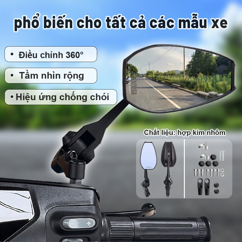 gương cao xe máy Khẩu trang zacro 5 Tanax AOS4 Napoleon gấp xoay 360 loại 1 bộ phụ kiện đầy đủ ốc vít và logo