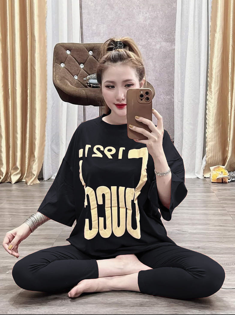 Set bộ cotton nữ hình in đẹp quần dài cực xinh - hàng y hình