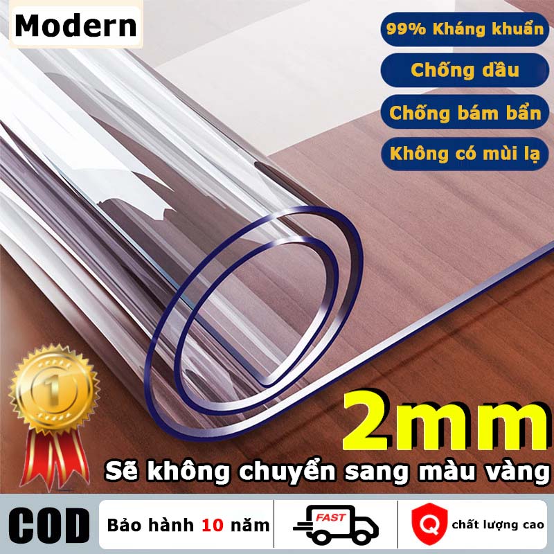 Tấm Trải Bàn PVC Trong Suốt Chống Thấm Nước Chống Dầu Không Cần Giặt Bảng Nhựa Pha Lê Chống Bỏng Bàn