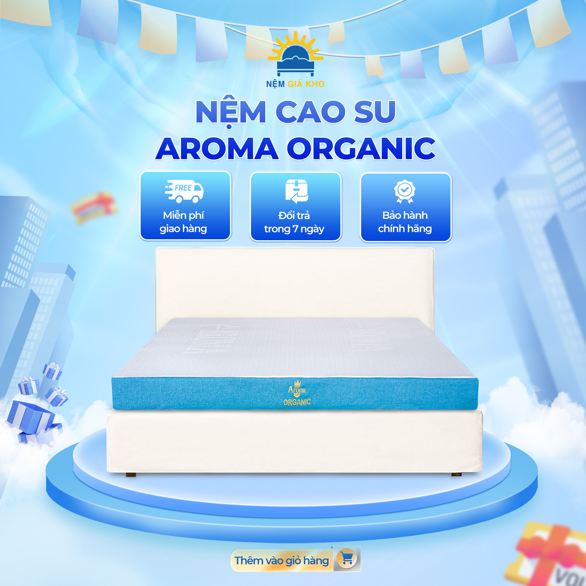 Nệm cao su Aroma Organic Chính Hãng, Đàn Hồi Tốt