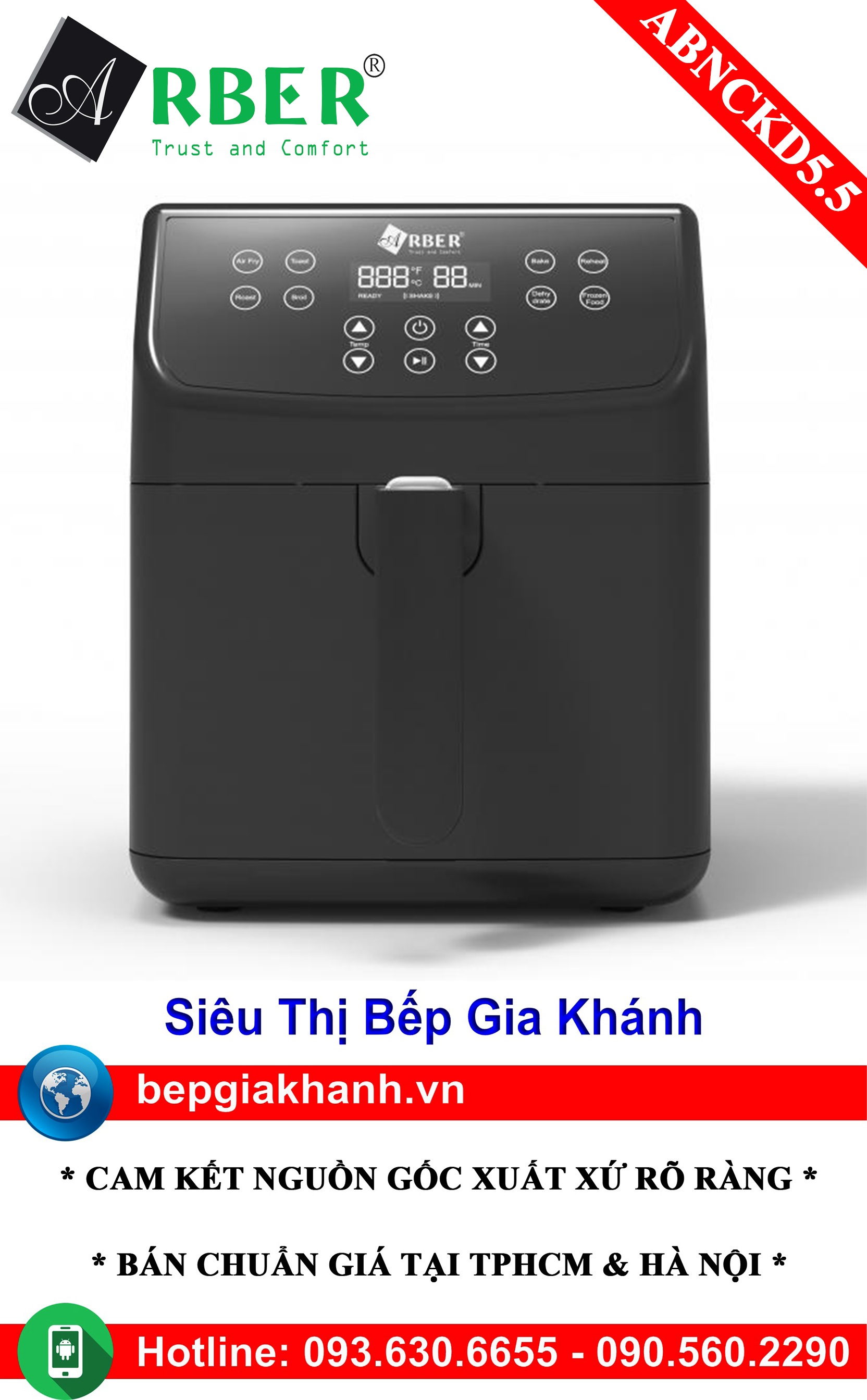 [HCM]Nồi chiên không dầu Arber ABNCKD5.5 nồi chiên không dầu nồi chiên không dầu philips nồi chiên không dầu lock anh lock nồi chiên không dầu lock lock nồi chiên không dầu 5 lít nồi chiên không dầu locknlock