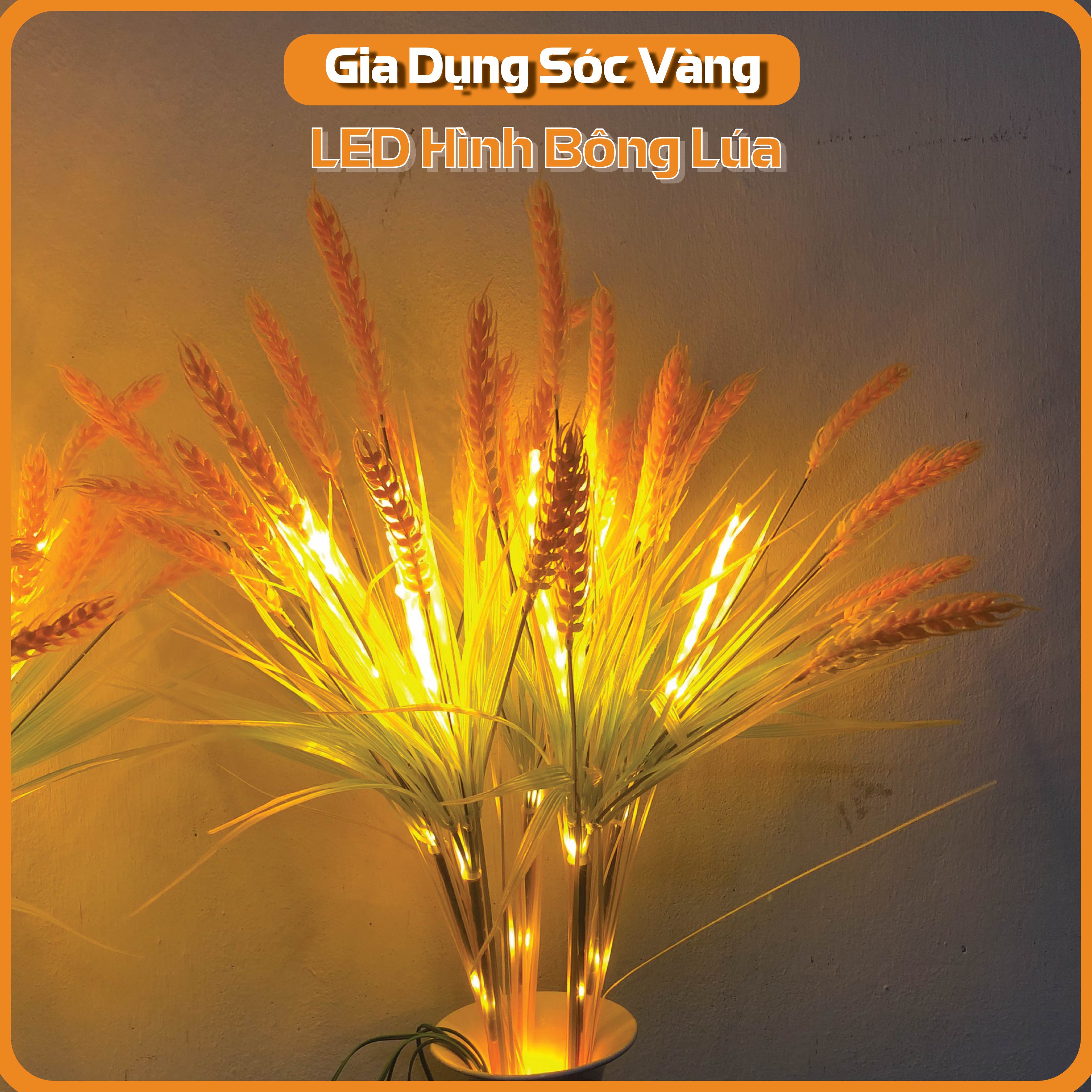 Đèn Led Bông Lúa Vàng Trang Trí Tết Tài Bàn Thờ Gia Tiên Cung Cấp Ánh Sáng Trang Trí Decor Phòng Gia dụng Sóc Vàng