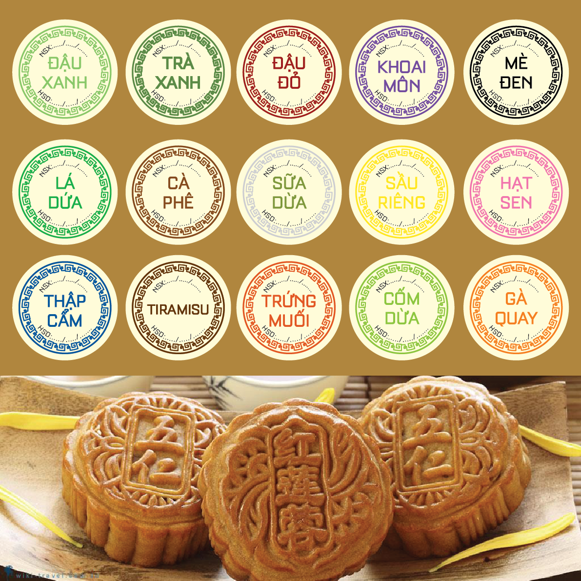 100 Tem dán bánh trung thu tròn 3cm - mẫu 8