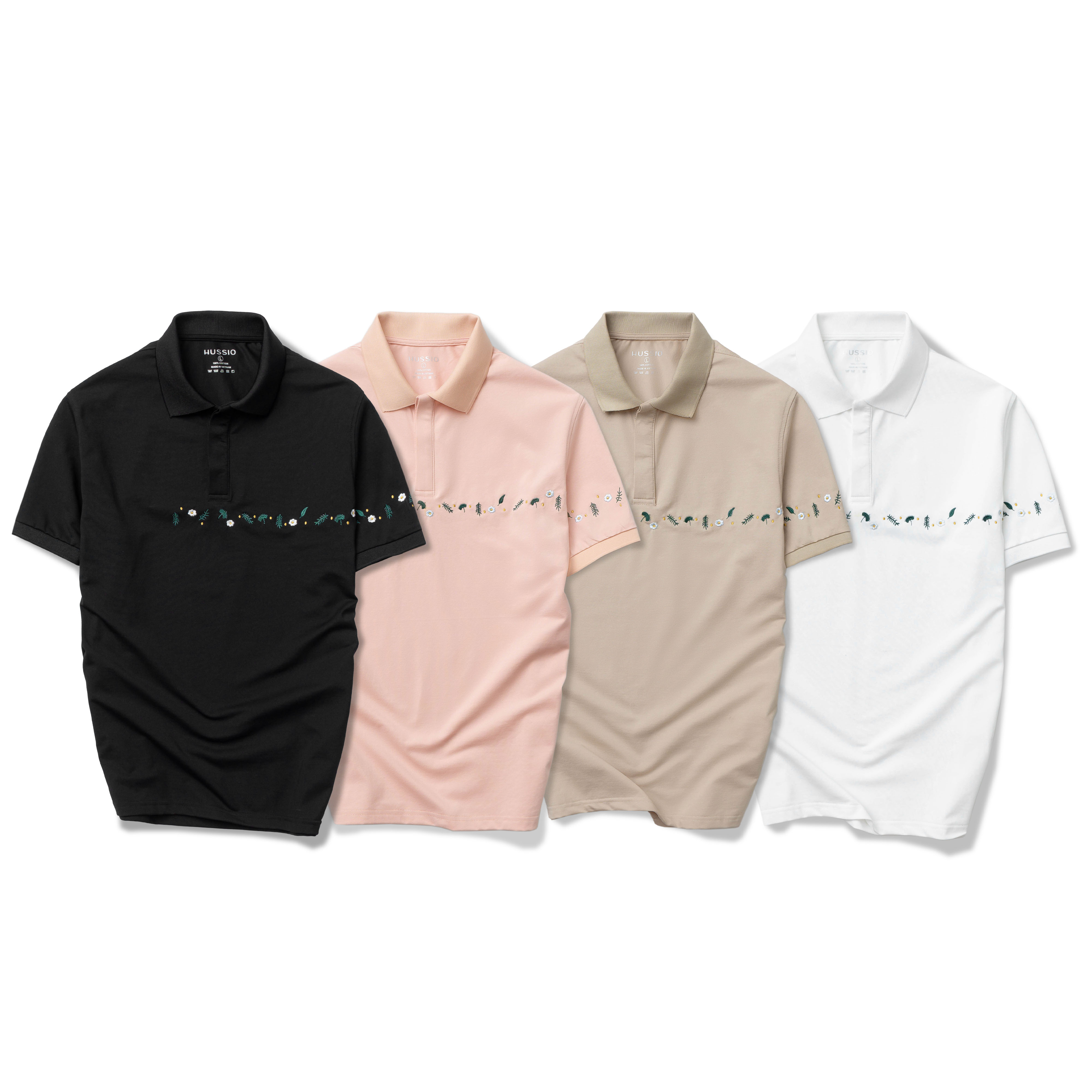 Áo thun polo nam flower vải cá sấu cotton cao cấp, thanh lịch, sang trọng - hussio
