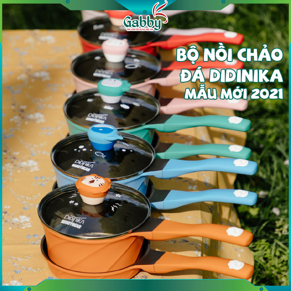BỘ NỒI ĐÁ DIDINIKA HÀN QUỐC 16CM 18CM (HEO/KHỦNG LONG/CÁ VOI/CUA/SƯ TỬ/THỎ/KÌ LÂN/GẤU) - GABBY STORE