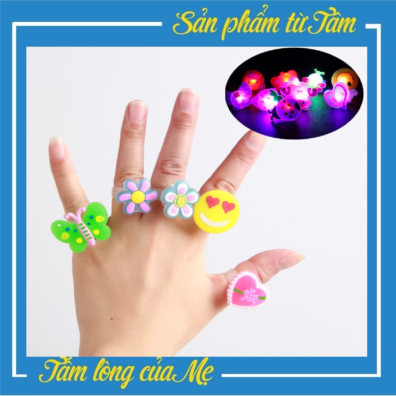 Đồ chơi nhẫn hoạt hình phát sáng bằng đèn led, nhẫn đeo tay hoạt hình