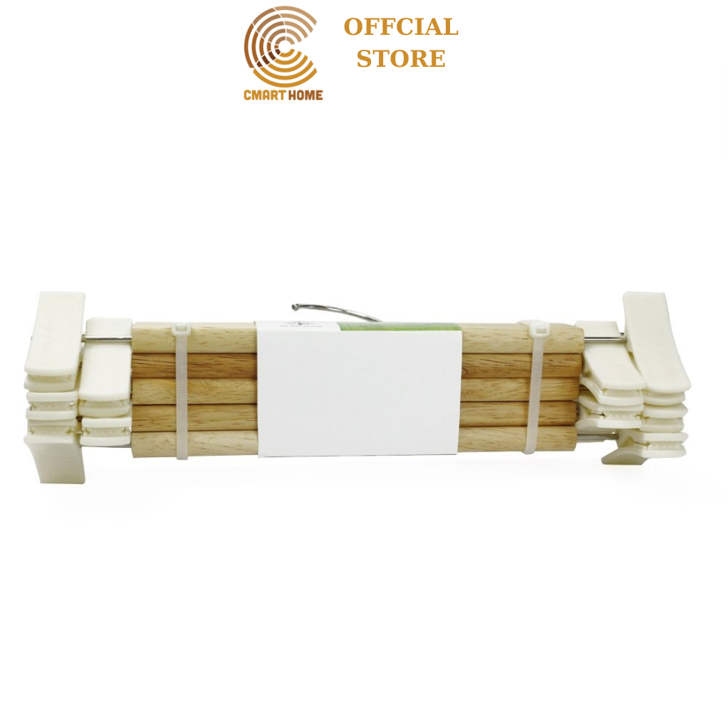 Móc treo quần áo bằng gỗ có 2 kẹp nhựa giữ quần áo không bị rơi gỗ đức thành 08101