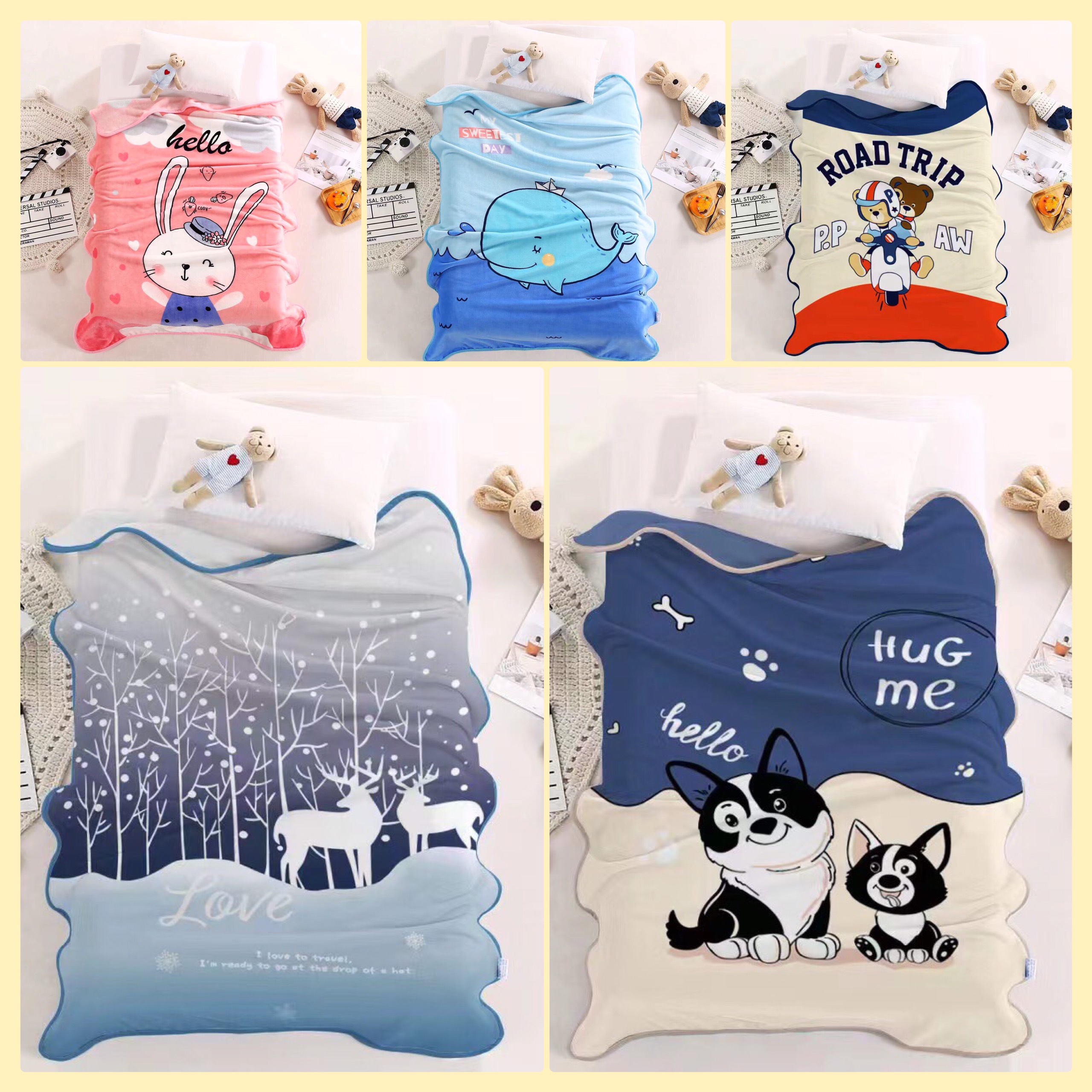 Chăn Mền Tuyết Nhung cho Bé - Chăn Tuyết 1 Lớp Trẻ Em đi lớp ( 4 mùa ) 1M x 1M4