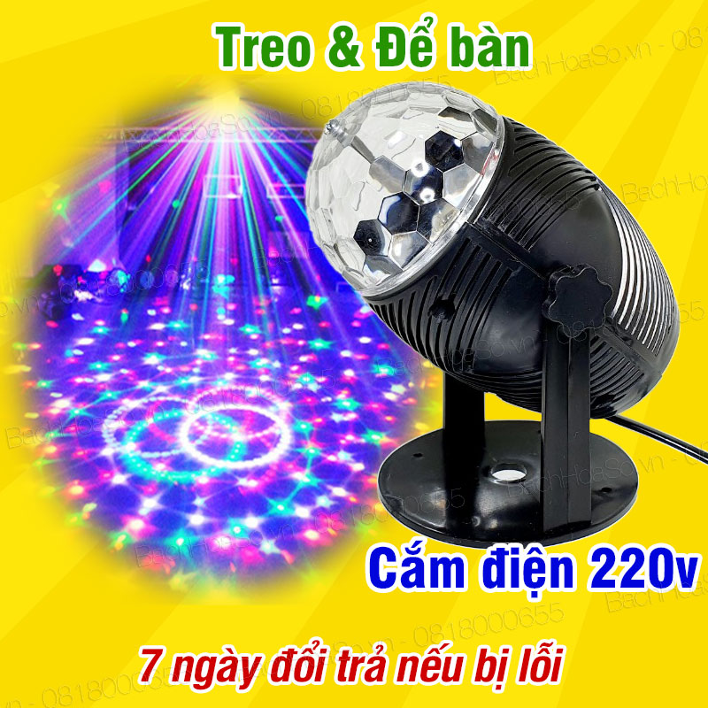Đèn LED trang trí, Đèn sân khấu vũ trường, Đèn Karaoke 7 màu, Đèn xoay chớp cảm ứng nháy theo nhạc cực đẹp