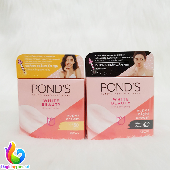 Combo Kem Dưỡng Trắng Ẩm Mịn Pond's Ban Ngày Và Ban Đêm 50g