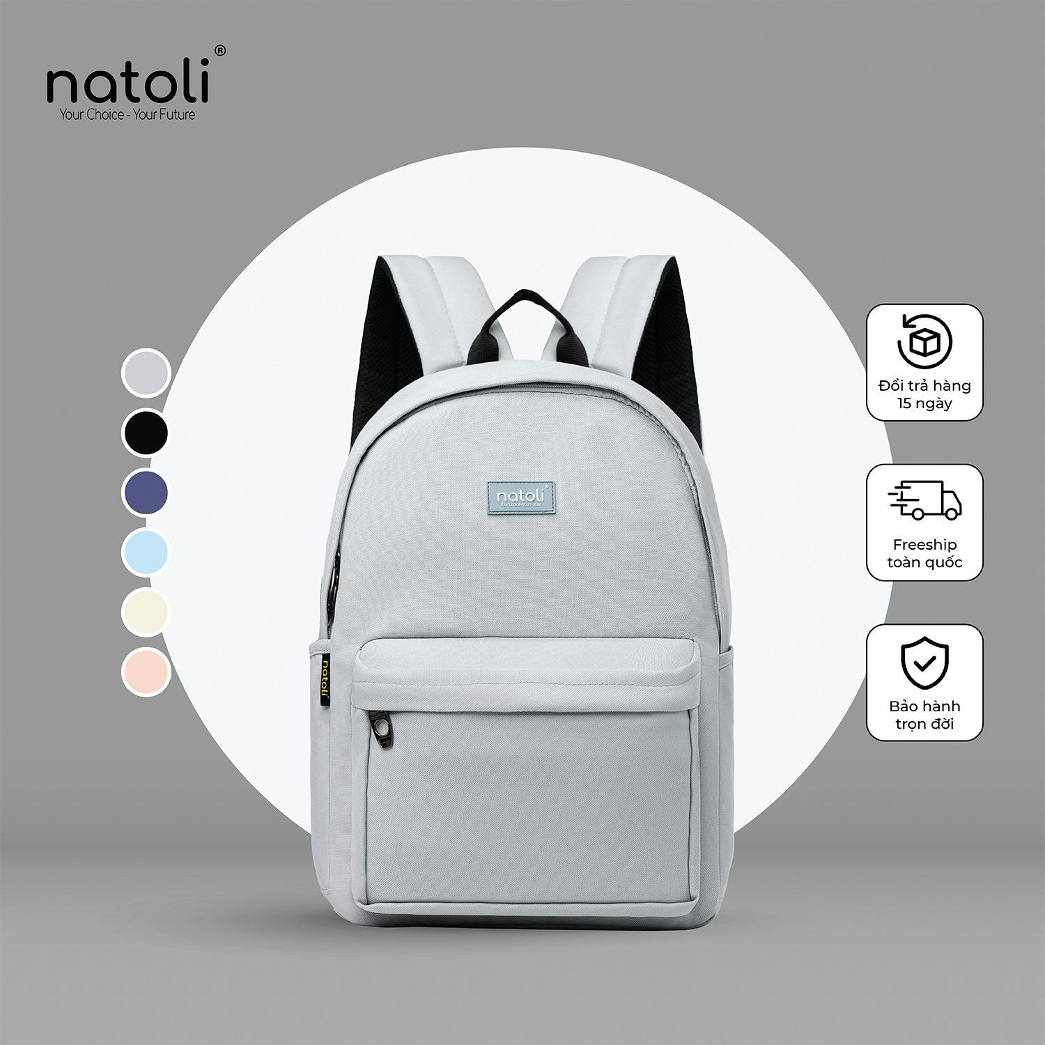 Balo đi học nam nữ cao cấp chính hãng NATOLI BST Basic Backpack B2 Cặp thời trang đi học nhiều ngăn đi chơi chống sốc cao cấp