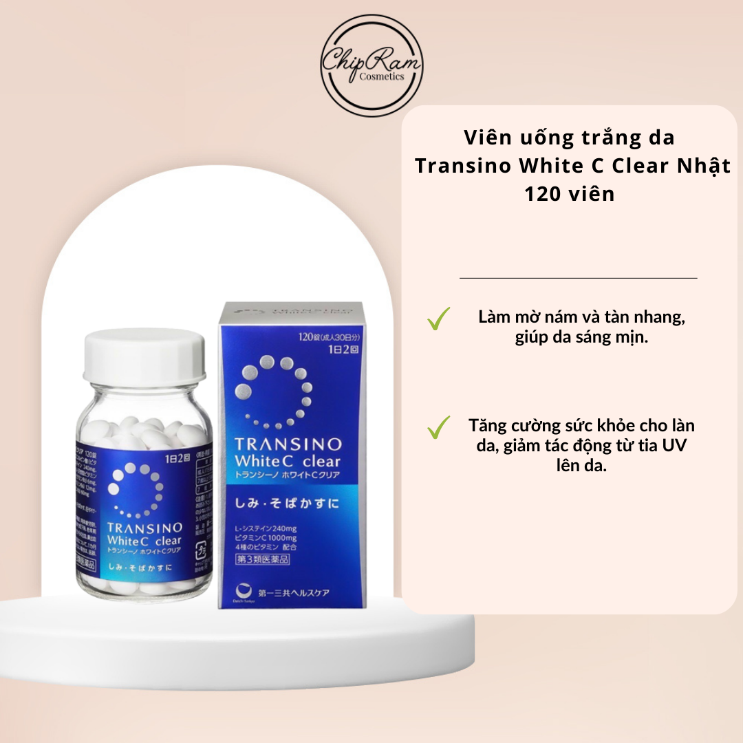 Viên uống trắng da Transino White C Clear Nhật 120 viên