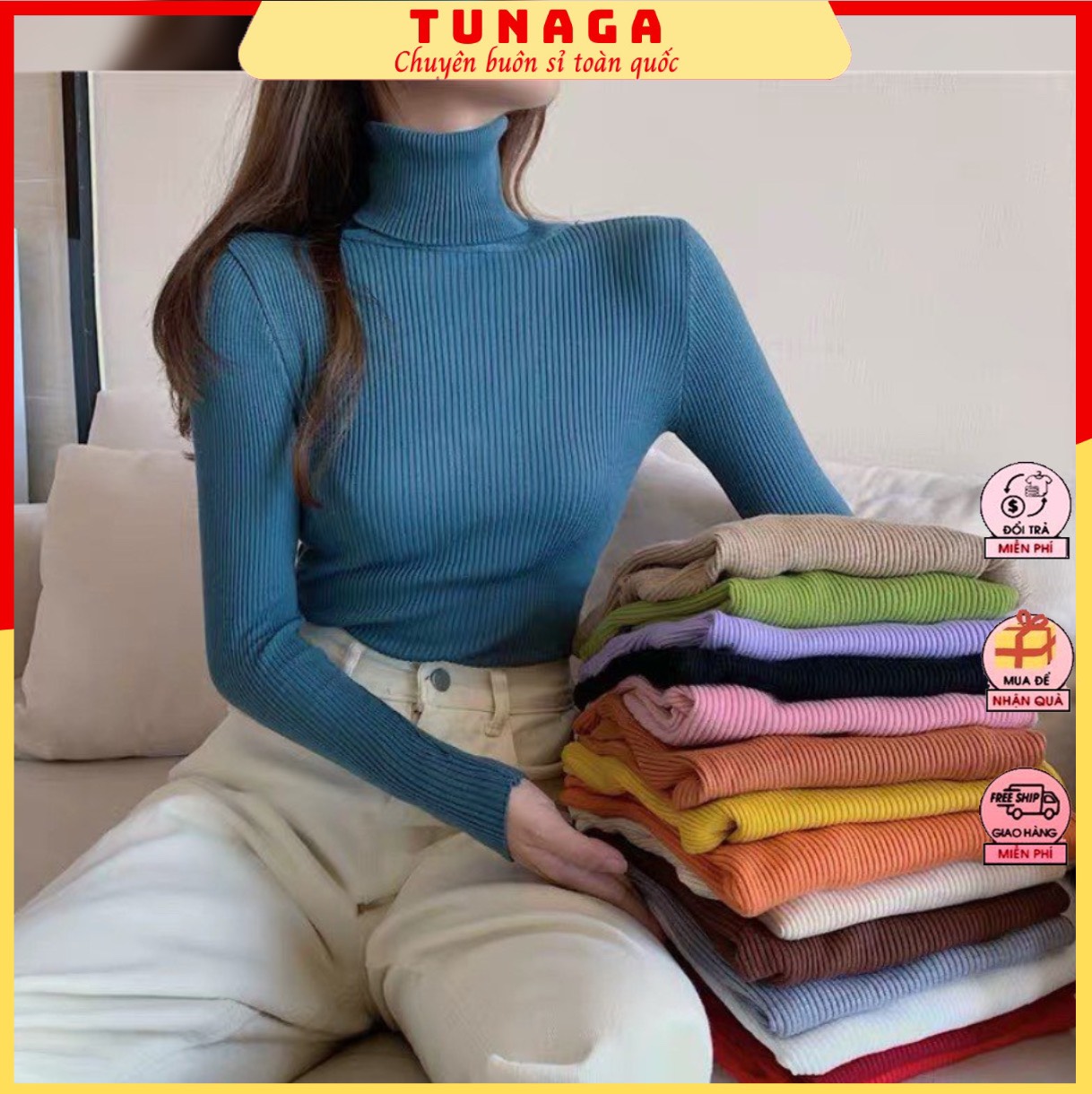 ÁO LEN CỔ LỌ NỮ GÂN TĂM LÔNG CỪU - ÁO LEN NỮ CỔ CAO LEN LÔNG MỀM MỊN HÀNG QUẢNG CHÂU