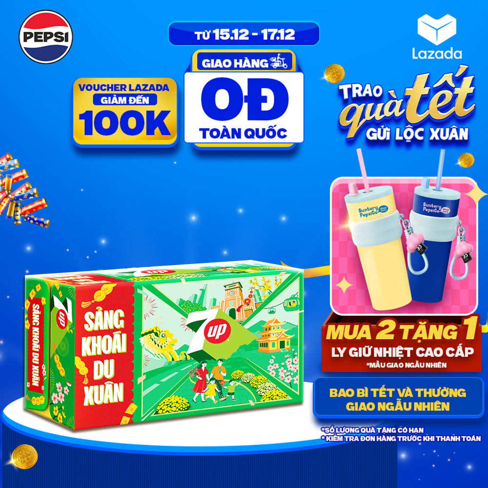 SALE 15.12 Thùng Nước Ngọt Giải Khát Có Gaz 7Up 320ml lon