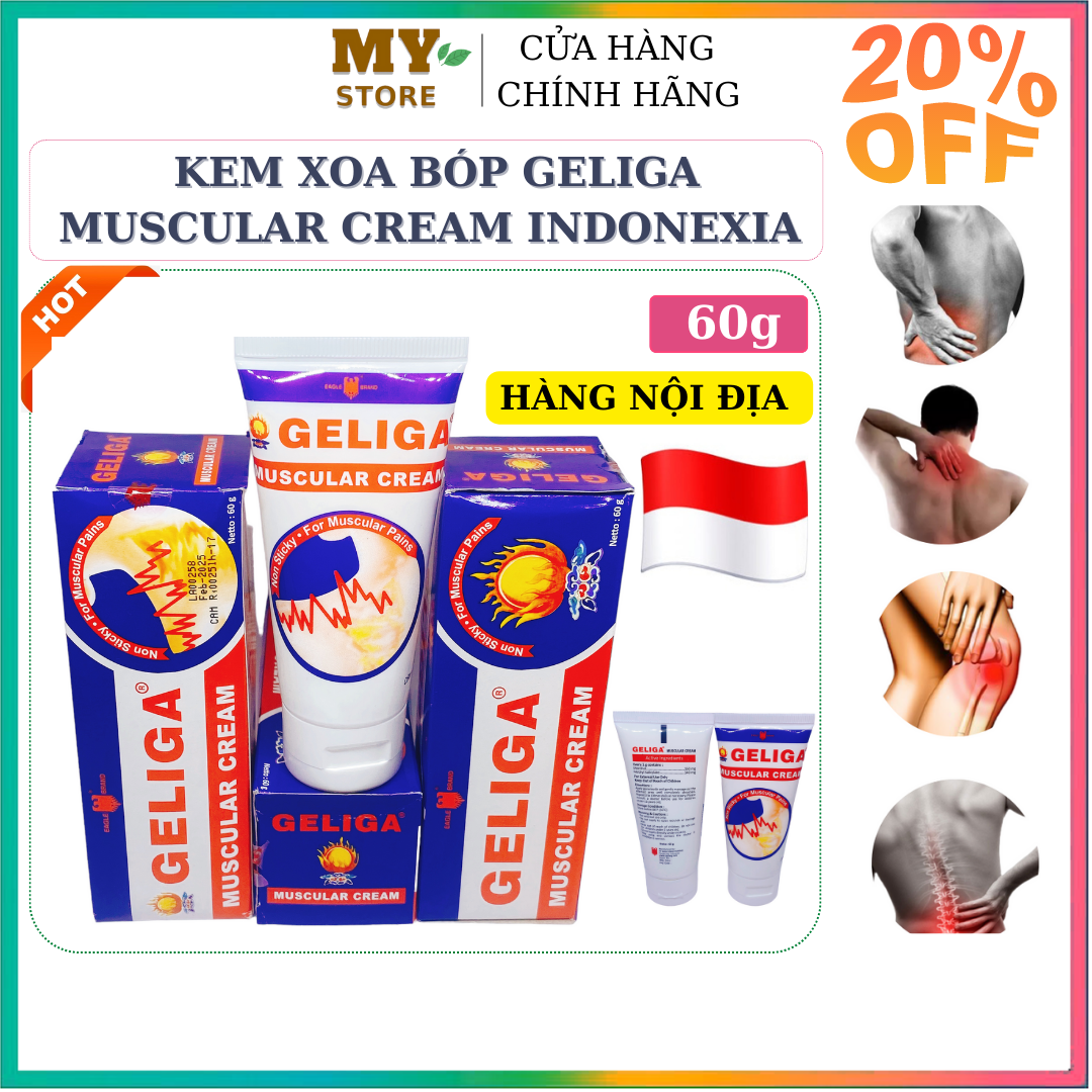Dầu Nóng Xoa Bóp Geliga Muscular Cream Indonesia 60g