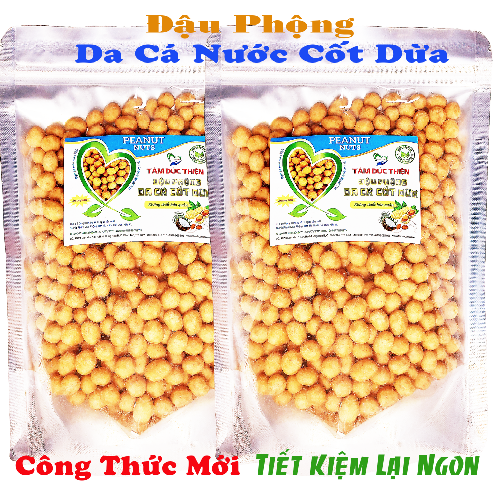 Combo khách sỉ: 5kg đậu phộng da cá nước cốt dừa tâm đức thiện - combo 10 túi 500gr hoặc 1 túi 5kg - đồ ăn vặt - dành cho khách sỉ - combo sỉ