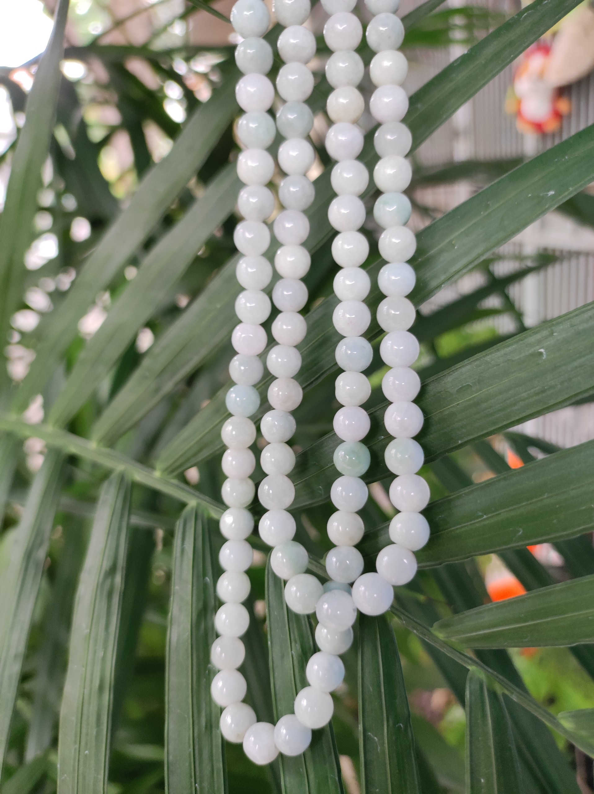 Chuỗi vòng cổ 2 tầng, ngọc cẩm thạch thiên nhiên 6 li, chất ngọc đẹp, ảnh thực tế - xưởng buôn đá phong thủy Huỳnh Đào