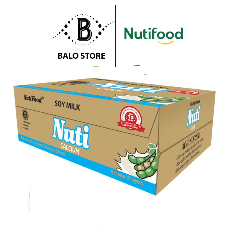 Thùng 36 Hộp Sữa đậu nành Nuti Canxi Hộp 200ml TU.NSDNX02LA - Thương Hiệu NUTIFOOD - BALO STORE