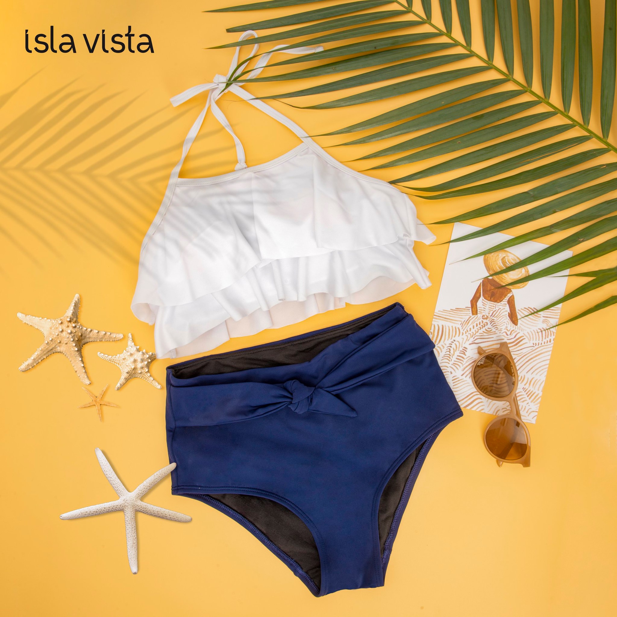 Đồ bơi nữ 2 mảnh nhấn bèo size M