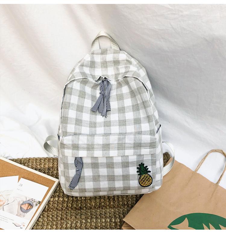 Cặp balo ulzzang quả dứa vải kẻ caro - balo học sinh sinh viên style thời trang hàn quốc - dorami