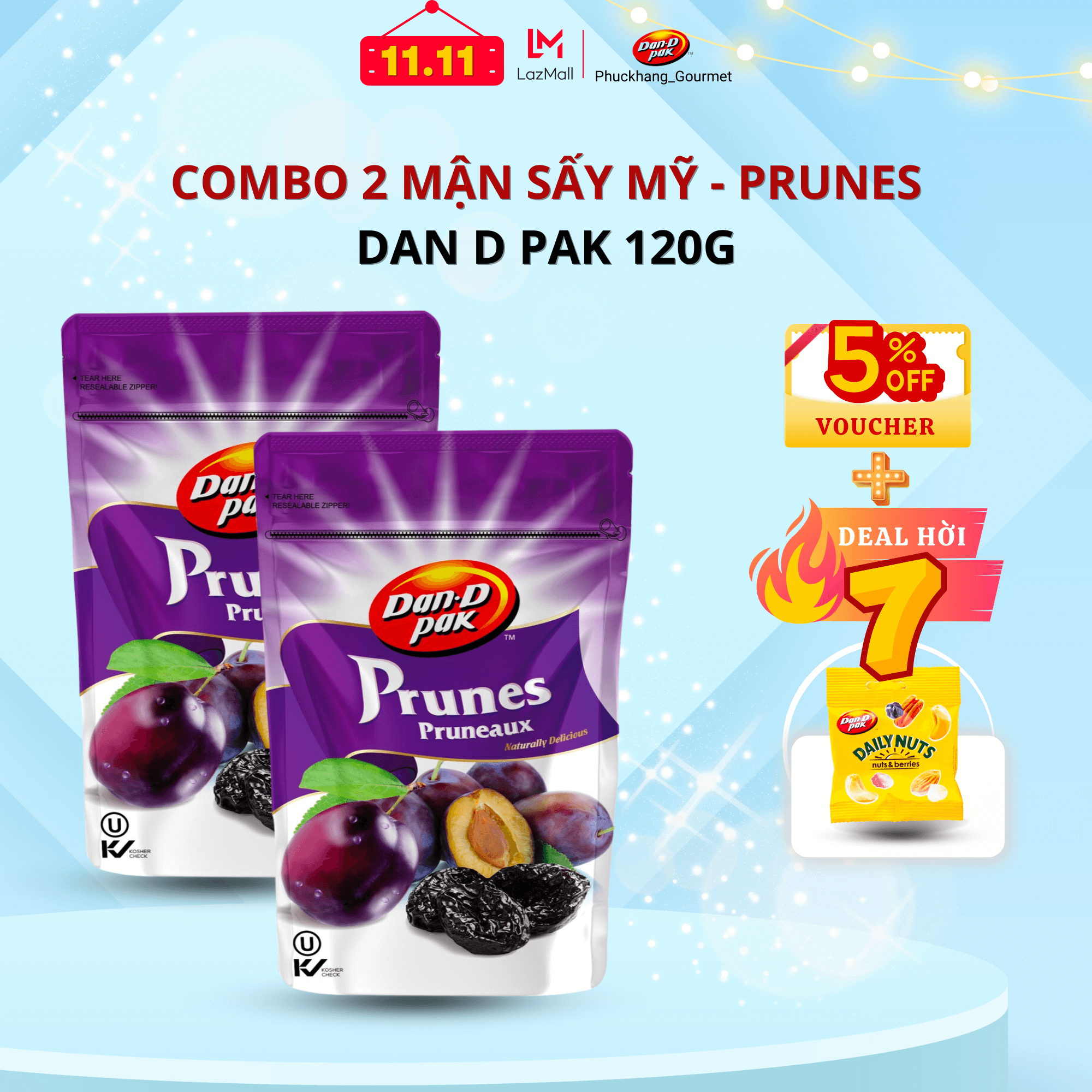 Combo 2 bịch mận sấy Chile Dan D Pak 120gr - Tiêu chuẩn quốc tế, tốt cho tiêu hoá, phù hợp với chế độ ăn kiêng, giá tốt