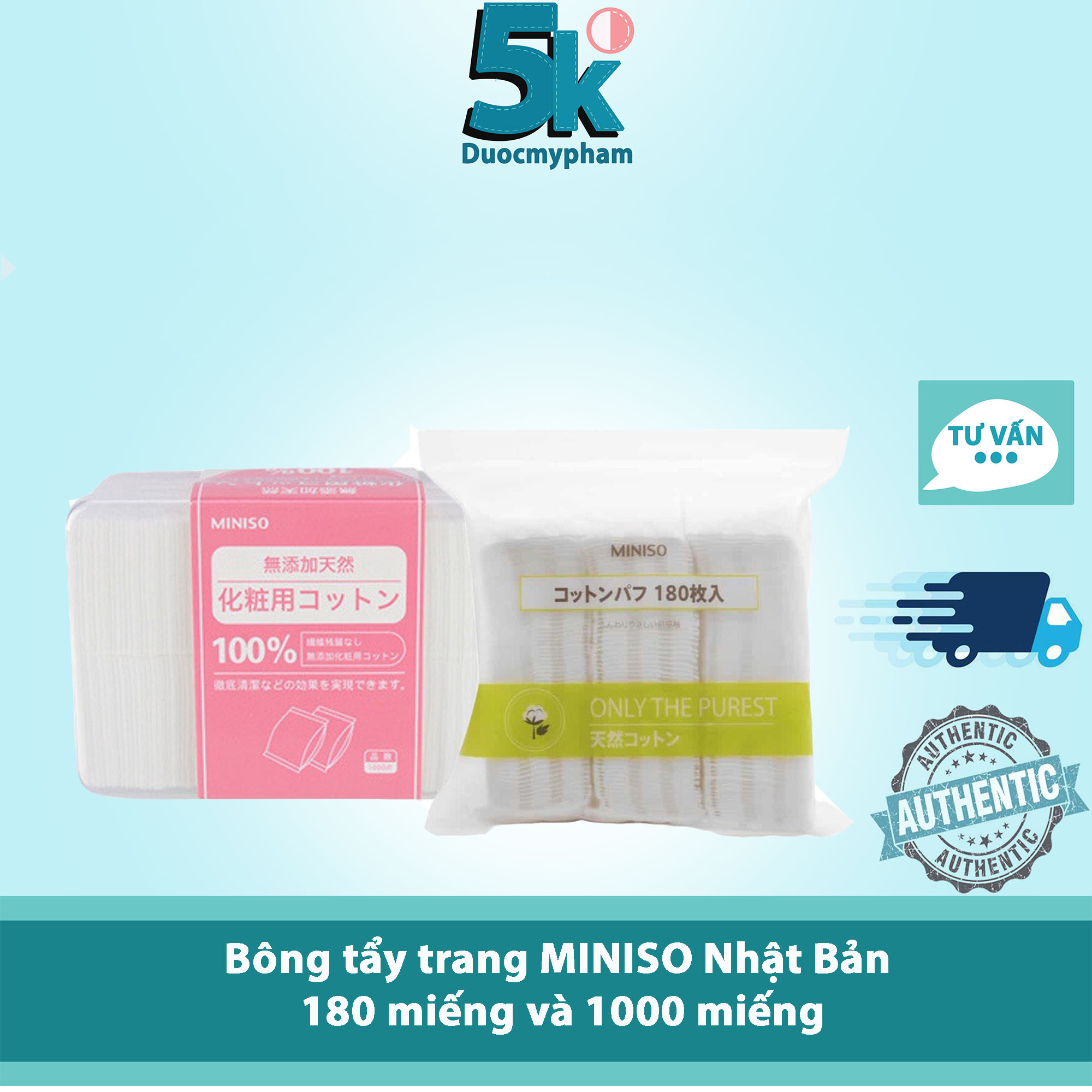 Bông tẩy trang miniso 180 miếng, 1000 miếng