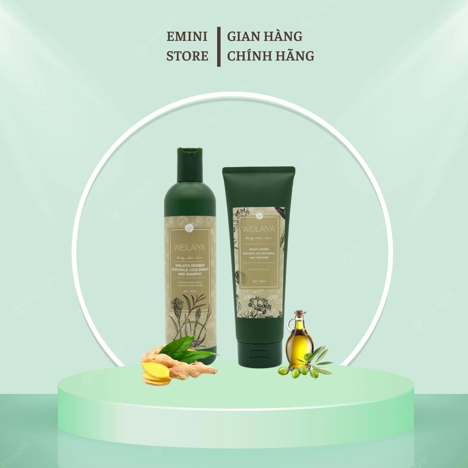 Cặp dầu gội xả gừng hà thủ ô kích mọc tóc Weilaiya Ginger ( Tem Nâu )