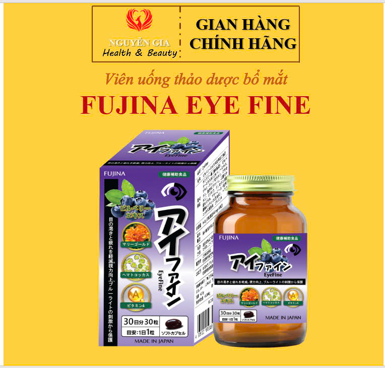 Viên uống thảo dược bổ mắt tăng thị lực Fujina Eye Fine Nhật Bản giúp sáng mắt, chống khô nhức mỏi mắt - Chai 30 viên