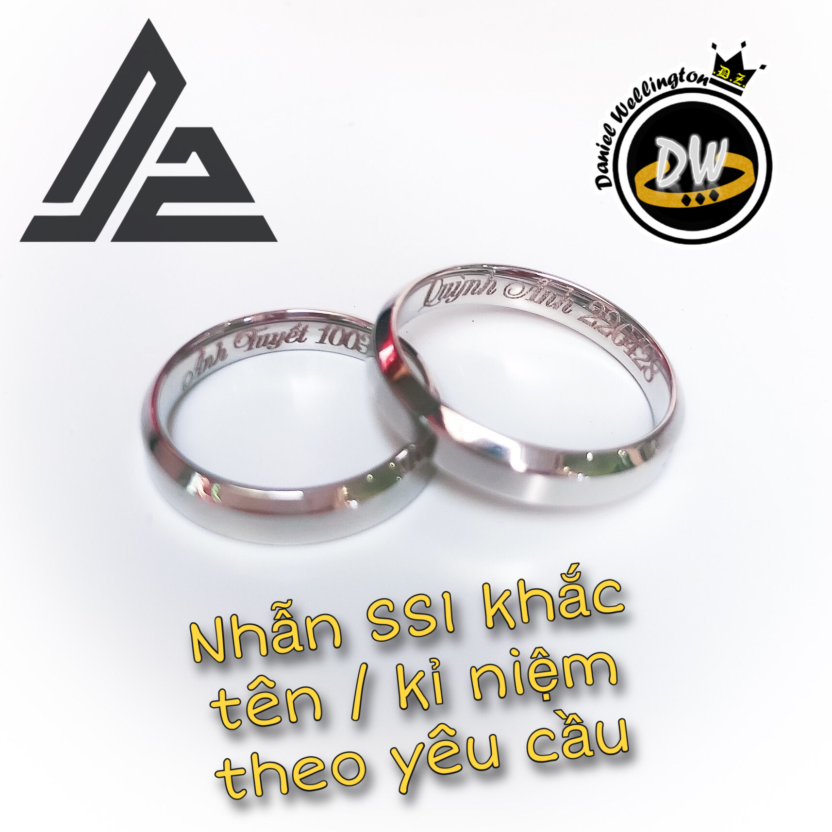 [Khắc theo yêu cầu] Nhẫn DW v1 - Nhẫn cặp đôi thời trang thép không gỉ Inox 316L Titanium [Bảo Hành 1 năm]
